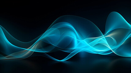 Wall Mural - Horizontal Wavy Blue Energy Background