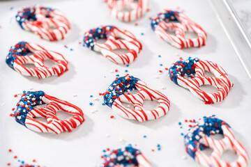 Poster - Red White and Blue Chocolate Covered Pretzel Twists