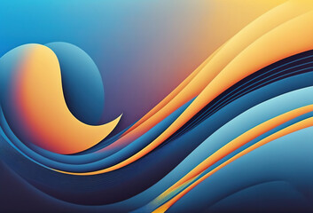 Wall Mural - Wave layers abstract background. Yellow blue color gradient curve flow design geometric ripple texture graphic art illustration.