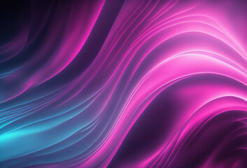 Wall Mural - Light wave. Glowing curves. Defocused neon pink purple blue color gradient curl lines motion geometric graphic design on dark art illustration abstract background.