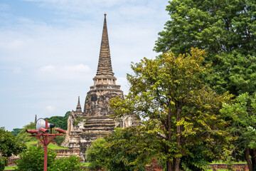 The Thai Temple Wat Phra Si Sanphet at the historical Park of Ayutthaya in Thailand Asia