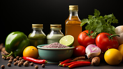 Poster - ingredients for cooking HD 8K wallpaper Stock Photographic Image