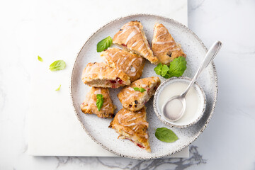 Wall Mural - Homemade scones with sugar glaze