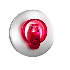 Poster - Red Lactose free icon isolated on transparent background. Silver circle button.