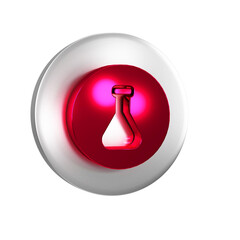 Sticker - Red Test tube and flask chemical laboratory test icon isolated on transparent background. Laboratory glassware sign. Silver circle button.