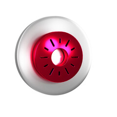 Poster - Red Sun icon isolated on transparent background. Silver circle button.