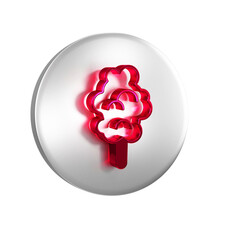 Wall Mural - Red Cotton candy icon isolated on transparent background. Silver circle button.