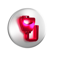 Sticker - Red Walkie talkie icon isolated on transparent background. Portable radio transmitter icon. Radio transceiver sign. Silver circle button.