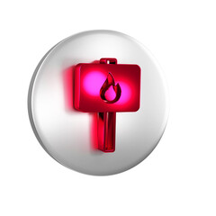 Wall Mural - Red Protest icon isolated on transparent background. Meeting, protester, picket, speech, banner, protest placard. Silver circle button.