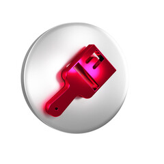 Poster - Red Paint brush icon isolated on transparent background. Silver circle button.