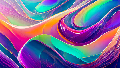 Wall Mural - abstract rainbow color background with lines and waves