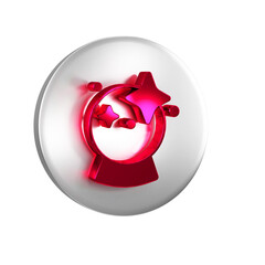 Canvas Print - Red Magic ball icon isolated on transparent background. Crystal ball. Silver circle button.