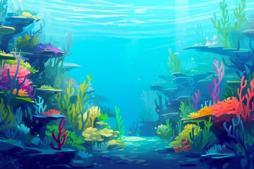 Wall Mural - painting of coral reef 