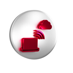 Aufkleber - red network cloud connection icon isolated on transparent background. social technology. cloud compu