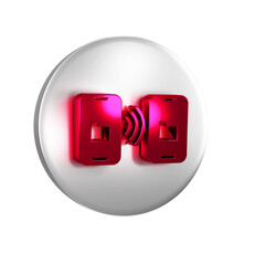 Aufkleber - red cloud technology data transfer and storage icon isolated on transparent background. silver circl