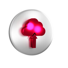 Aufkleber - red cloud upload icon isolated on transparent background. silver circle button.