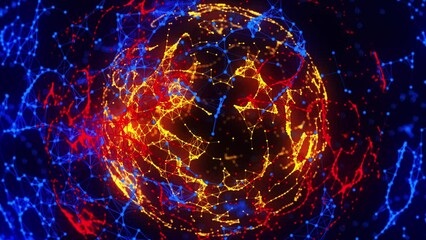 Wall Mural - abstract digital connection moving dots and lines. technology background. network connection structu