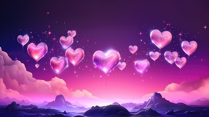 Wall Mural - galaxy cosmic heart background. bright stars night sky, romantic magic night, love and valentine’s d