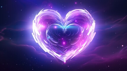 Wall Mural - galaxy cosmic heart background. bright stars night sky, romantic magic night, love and valentine’s d