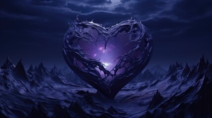Wall Mural - galaxy cosmic heart background. bright stars night sky, romantic magic night, love and valentine’s d