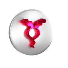 Poster - Red Radish icon isolated on transparent background. Silver circle button.