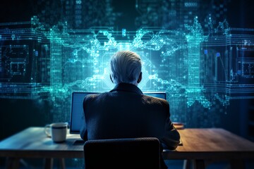 elderly man learning codes online