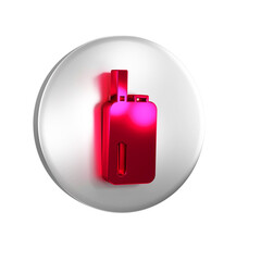 Poster - Red Electronic cigarette icon isolated on transparent background. Vape smoking tool. Vaporizer Device. Silver circle button.