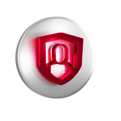 Poster - Red User protection icon isolated on transparent background. Secure user login, password protected, personal data protection, authentication. Silver circle button.