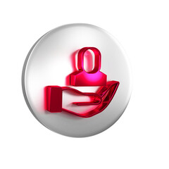 Poster - Red Worker icon isolated on transparent background. Business avatar symbol user profile icon. Male user sign. Silver circle button.