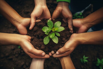 many man hands hold plant seed in soil