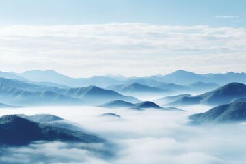 Naklejka na meble Beautiful landscape of mountains in foggy morning. Beauty in nature.