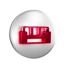 Poster - Red Sofa icon isolated on transparent background. Silver circle button.