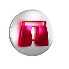 Sticker - Red Men underpants icon isolated on transparent background. Man underwear. Silver circle button.