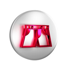 Poster - Red Short or pants icon isolated on transparent background. Silver circle button.