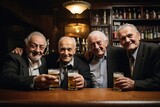Fototapeta  - group of old friends toasting in a bar