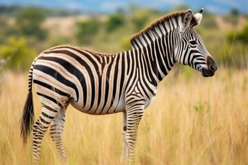 Wall Mural - a grevys zebra grazing in the african grasslands