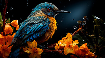 Sticker - beautiful bird in nature, flora fauna