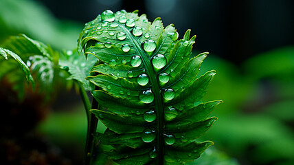 Wall Mural - rain drops on the leaves