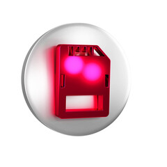 Aufkleber - red sd card icon isolated on transparent background. memory card. adapter icon. silver circle button