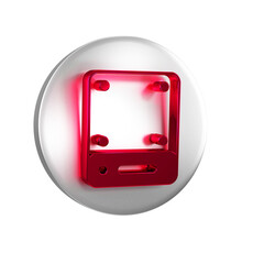 Aufkleber - red server, data, web hosting icon isolated on transparent background. silver circle button.