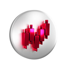 Poster - Red Browser with stocks market growth graphs and money icon isolated on transparent background. Monitor with stock charts arrow on screen. Silver circle button.
