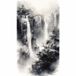 Tall majestic waterfall cascading down rocks park Ai generated art