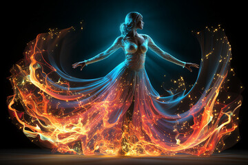 Poster - Generative ai collage of powerful dangerous evil witch lady doing dance spell