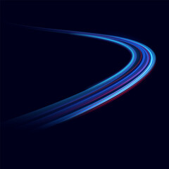 Poster - Neon red and blue speed lines. Speed ​​of acceleration and movement. Light trails, motion blur effect. Night illumination in blue and red.