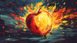 Hand drawn cartoon art abstract van Gogh style impressionist apple fruit illustration background material
