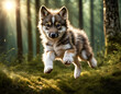 wolf running in the grass