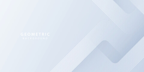 Wall Mural - abstract background, geometric blue gradient banner rectangular lines with realistic shadows, vector
