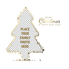 Wall Mural - minimalist white christmas flyer/card template with christmas tree frame for the photo