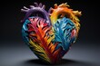 Vibrant heart symbolizing love and the diverse experiences of a fascinating existence. Generative AI