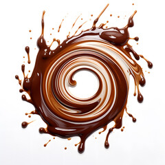 Wall Mural - Melted dark Chocolate swirl whirlpool isolated on white background